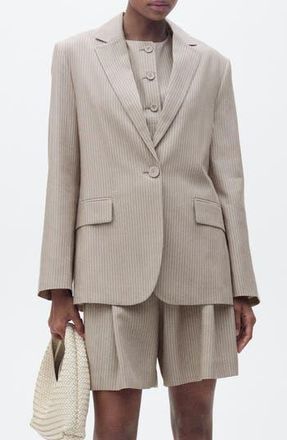 Mango Vivian Pinstripe Blazer in Medium Brown at Nordstrom Rack, Size X-Small