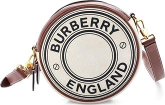 Burberry Louise Round Bag canvas leren heuptas - Bruin
