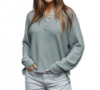 The Normal Brand Womens Helen Henley Long Sleeve Tee In Dark Slate