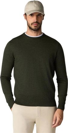 Brooks Brothers Merino Wol Trui met Ronde Hals - Heren - Truien - Groen - Maat: 3XL Wol