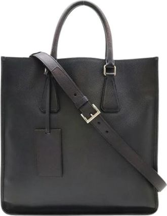 Prada Pre-owned Saffiano 2way tote bag - Dames - Vintage Handtas - Blauw - ONE Size - Leer - Vintage