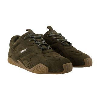 Versace Suede and Calfskin Sneaker - Khaki
