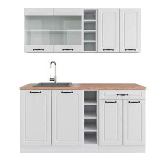 Vicco Cocina Vers&aacute;til R-line, Casa De Campo Blanca/blanca, 160 Cm, Et Roble