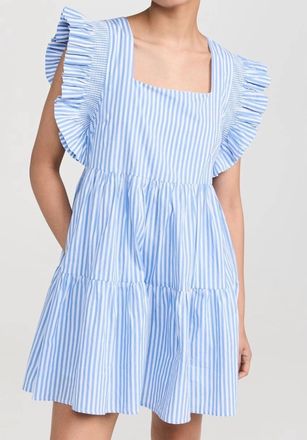 English Factory Square It Up Ruffle Sleeve Mini Dress In Blue