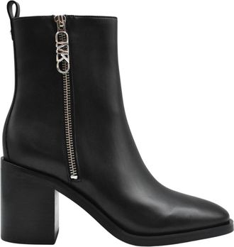 Michael Kors Regan Mid Bootie - Dames - Laarzen met Hak - Zwart - 37 1/2 EU - Leer - Schoenen