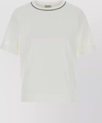 Brunello Cucinelli cotton t shirt contrast trim crew neck