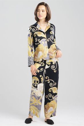 Natori Deco Notch PJ Set in Black/gold at Nordstrom, Size X-Large