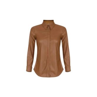 Elisabetta Franchi Camisa de efecto piel con placa de logo - Dresses - Mujer - Marr&oacute;n - XS