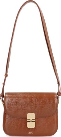 A.P.C. Womens Shoulder Bag Grace Small Leather Brown Cowhide