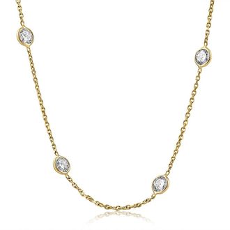 Pompeii3 4Ct Diamonds By The Yard Necklace 14K Yellow Gold Lab Grown Station Pendant
