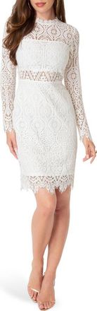 Bebe Bandeau Lace Long Sleeve Dress in White at Nordstrom Rack, Size X-Small