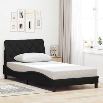 vidaXL Estructura De Cama Sin Colch&oacute;n Tela Negro 100x200 Cm Vidaxl
