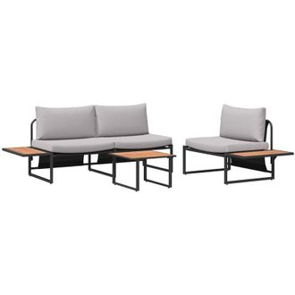 vidaXL Conjunto De Comedor De Jard&iacute;n 3 Pcs Gris Claro Acero Vidaxl