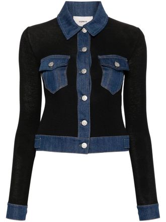 Coperni denim-trim ribbed shirt - Black