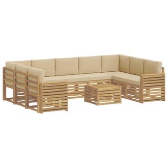 vidaXL Conjunto De Sof&aacute;s De Exterior 10 Uds. Y Beige Poli&eacute;ster Vidaxl