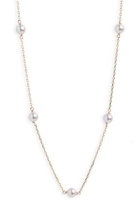 Argento Vivo Freshwater Pearl Station Necklace in Gold at Nordstrom