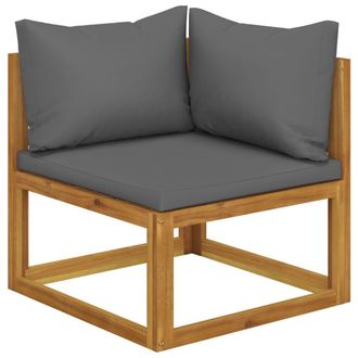 vidaXL Sof&aacute; De Esquina Seccional Y Coj&iacute;n Gris Oscuros Madera De Acacia Vidaxl