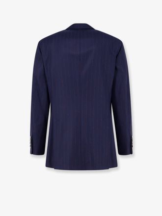 Brunello Cucinelli Mens Suit Virgin Wool Pinstripe Blue Suits