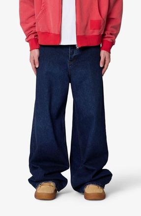 mnml Baggy Rave Wide Leg Jeans in Washed Dark Blue at Nordstrom, Size 36