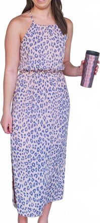 Gilli Leopard Midi Dress In Mauve And Navy