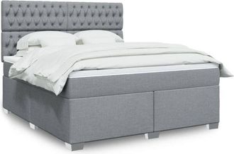 vidaXL Vidaxl - Cama Box Spring Con Colch&oacute;n Tela Gris Claro 180x200 Cm