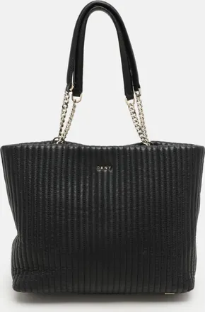 DKNY Dkny Black Quilted Leather Chain Tote