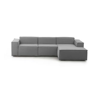 Dmora Sof&aacute; Fijo Ddzek, Sof&aacute; Modular 3 Plazas Pen&iacute;nsula Derecha, 100% Made In Italy, Sof&aacute; Moderno En Tela, Cm 300x170h70, Gris - Dmora