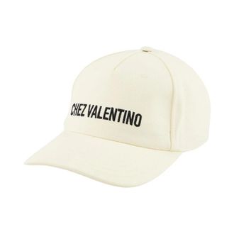 Valentino Garavani Ivoor Geborduurde Katoenen Baseballpet - Heren - Petten - Beige - 59 CM - Katoen - Accessoires
