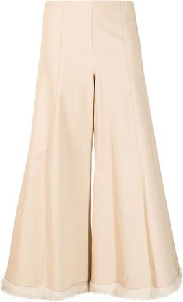By Malene Birger high-waist leather culotte trousers - women - Lamb Skin/Cotton/Spandex/Elastane - 44 - Neutrals