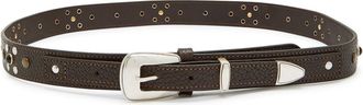 Christophe Lemaire Western Studded Grained Leather Belt - Brown - 100 (L)