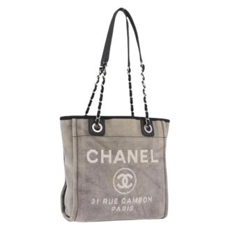 Chanel Bolso Tote de Lona Vintage Pre-owned - Pre-owned - Mujer - Gris - ONE SIZE