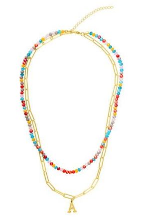 Adornia Initial Water Resistant Layered Necklace in Multi-A at Nordstrom Rack
