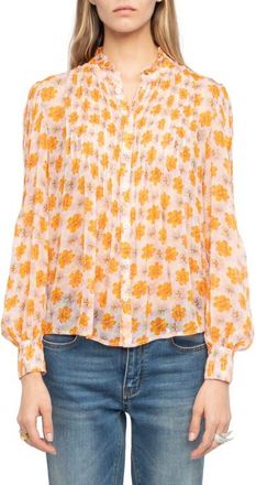 Zadig&Voltaire Timz Mousseline Floral Top in Cream at Nordstrom, Size X-Small
