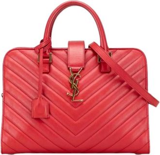 Saint Laurent Pre-owned Handbags, female, Red, Size: ONE SIZE Pre-owned Leather Tote