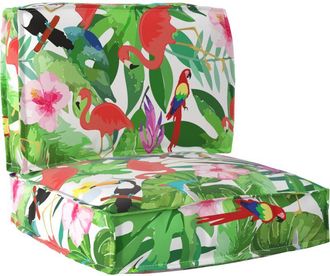 vidaXL Pallet Cushion Set Floral 2 pcs Tropical jungle 60 x 60 x 12 cm vidaXL