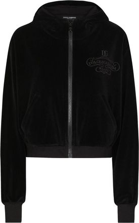 Dolce & Gabbana logo-embroidered hoodie - women - Cotton/Polyamide - 52 - Black