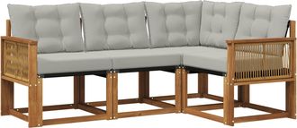 vidaXL Conjunto De Sof&aacute;s De Exterior 4 Uds. Natural Y Gris Claro Vidaxl