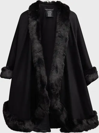 Sofiacashmere Faux Fur Trim Cashmere Cape