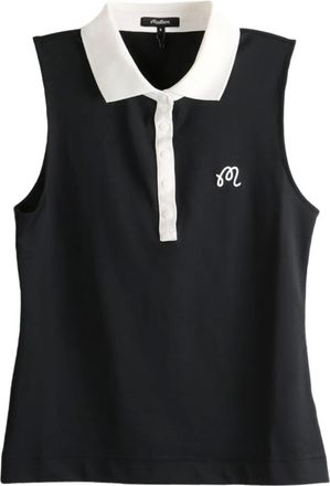 Malbon Golf Claudia sleeveless embroidered polo top - Nero
