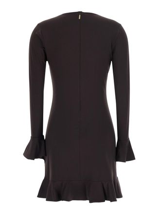 Michael Michael Kors Ruffle Hem Ruched Dress - Brown