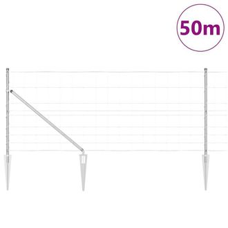 Berkfield Home Modern Field Fence 1x50 m Galvanised Steel in Silver