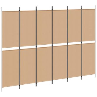 vidaXL Divisor De Habitaci&oacute;n De 6 Paneles Beige 300 X 220 Cm Tela Vidaxl