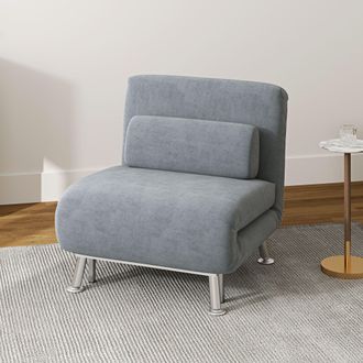 HOMCOM Folding 5 Position Convertible Sleeper Bedroom Chair Bed Grey