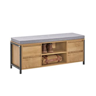 SoBuy Banco Zapatero Banco De Almacenamiento Con 2 Estantes Abiertos Y 4 Cajones 110 X 35 X 45 Cm Fsr149-n Sobuy Es