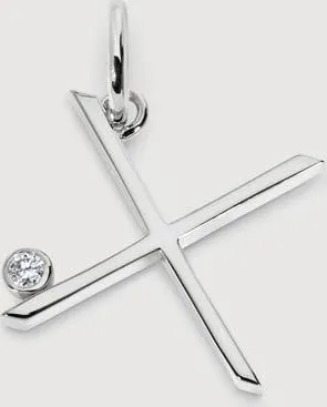 Monica Vinader Sterling Silver Solitaire Diamond Initial X Pendant Lab Grown Diamond