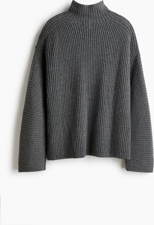 H&M Gerippter Pullover aus Wollmix - Schwarz