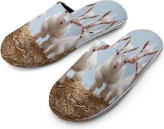 Generic Four Goats Jumping Mens Cozy Memory Foam Slippers Warm Cotton House Shoes Comfy Slipper for Indoor Outdoor