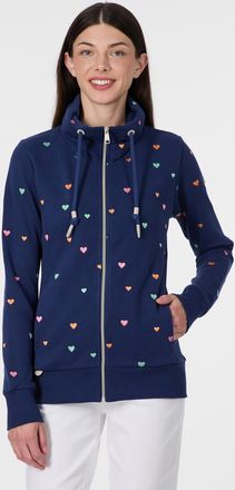 Ragwear Sweatjacke RAGWEAR RONETTE HEARTS, Damen, Gr. XXL, night blau, Sweatware, Obermaterial: 70% Baumwolle, 30% Polyester, bedruckt, normal, Rundhals, Swea