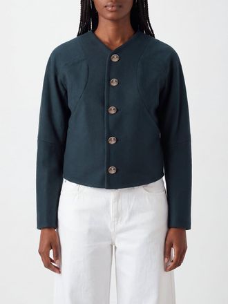 Vivienne Westwood Short Wool and Cashmere Coat with Orb Logo Embroidery