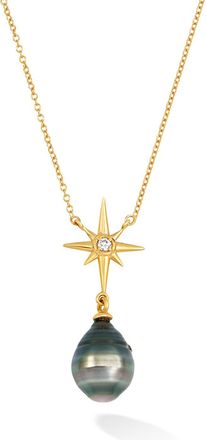 Dower & Hall 14k Gold North Star Pendant with Tahitian Pearl